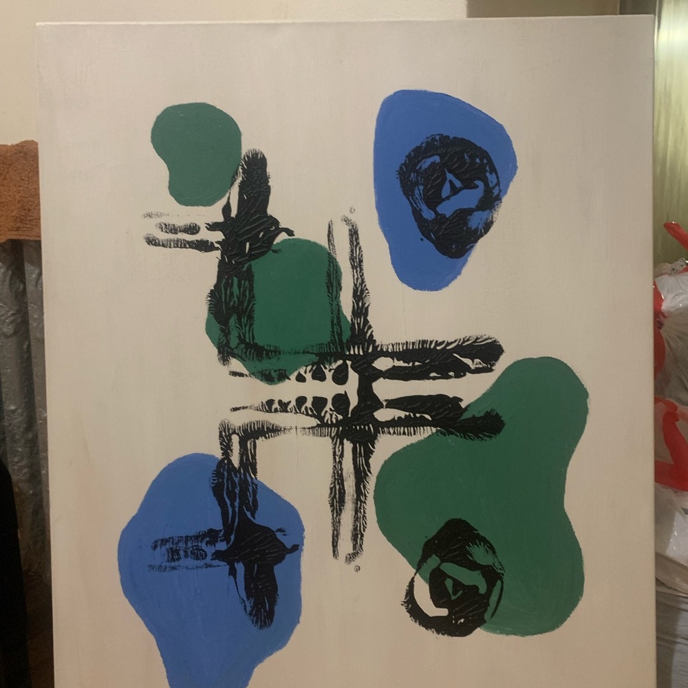 Abstract Green and Blue Canvas Art